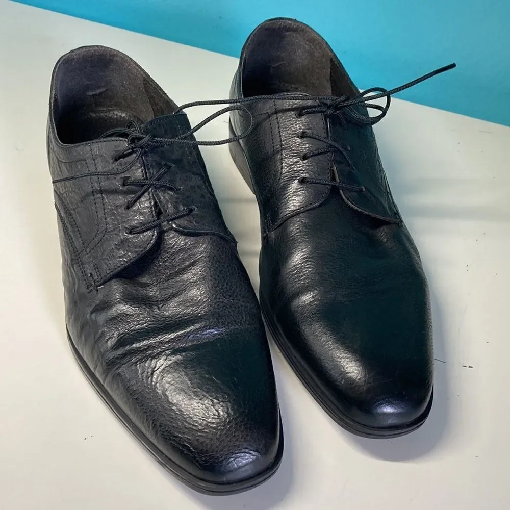 Andrea Rossi Mens Black Leather Lace Up Dress Shoes  Size 43 10 US